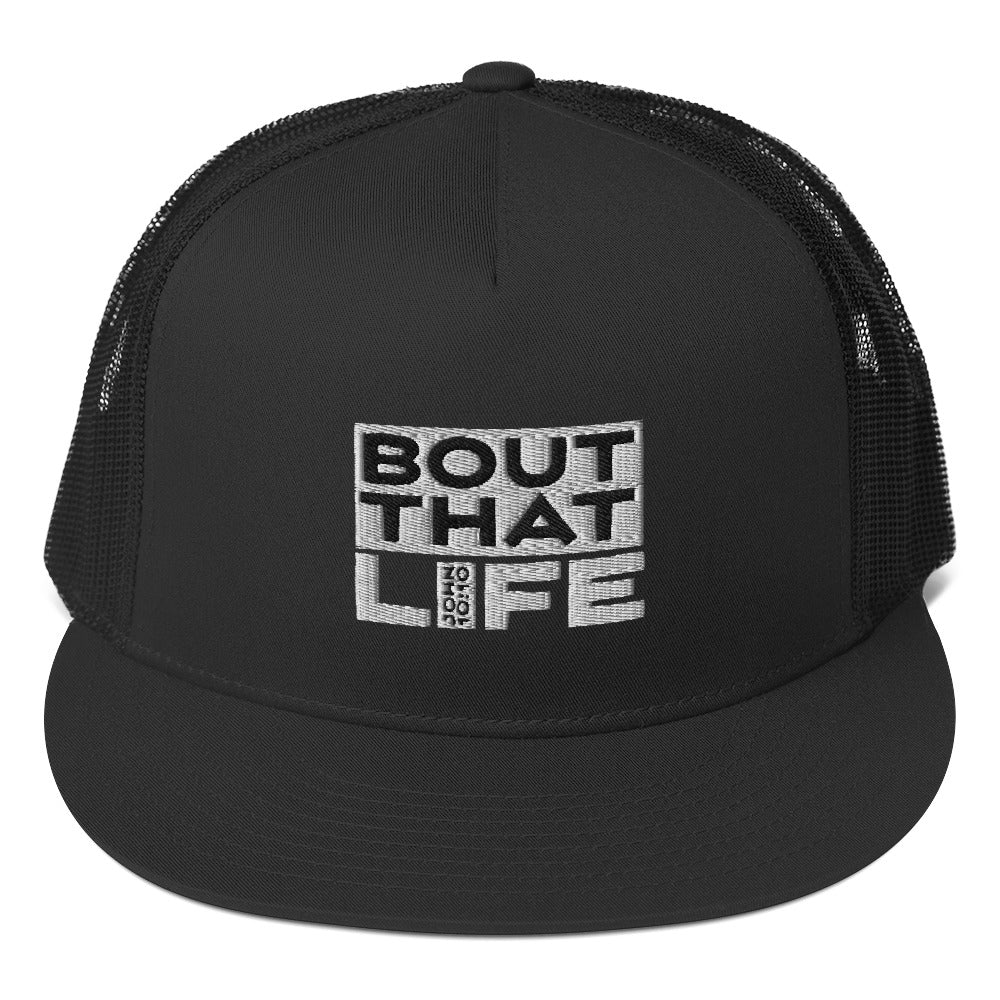 BOUT THAT JOHN 10:10 LIFE 5 PANEL WHITEWRAP TRUCKER