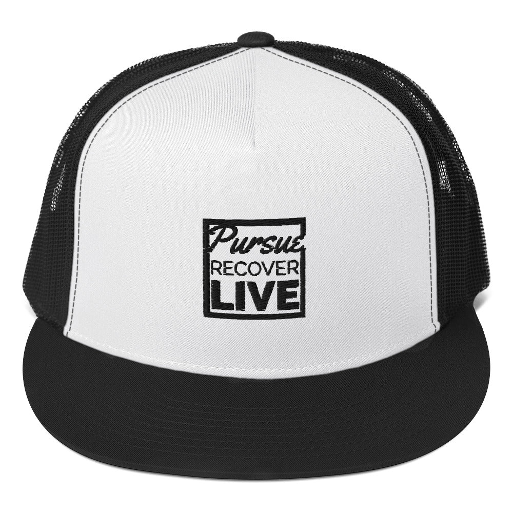 PURSUE RECOVER LIVE Trucker Cap - WHT EMB copy