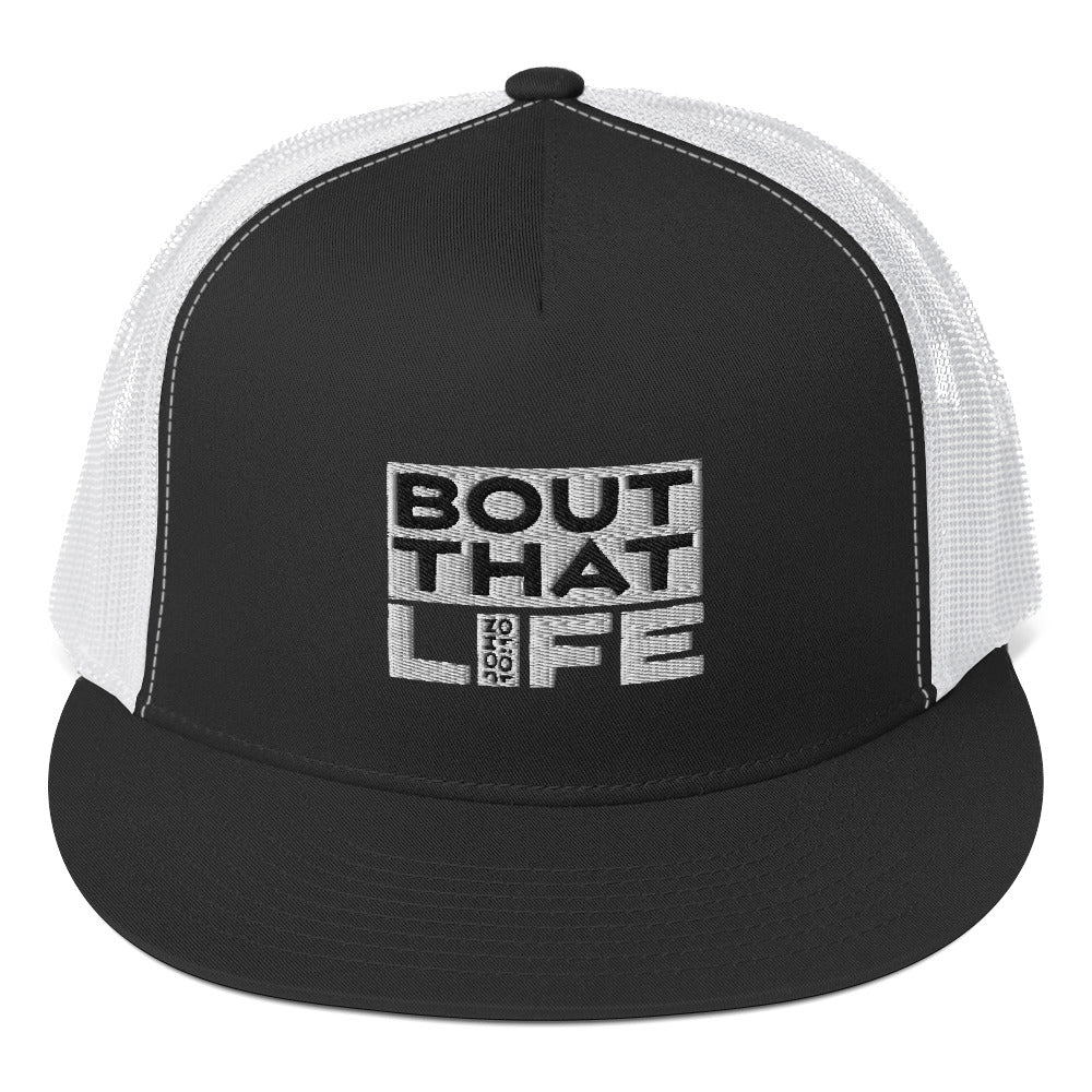 BOUT THAT JOHN 10:10 LIFE 5 PANEL WHITEWRAP TRUCKER