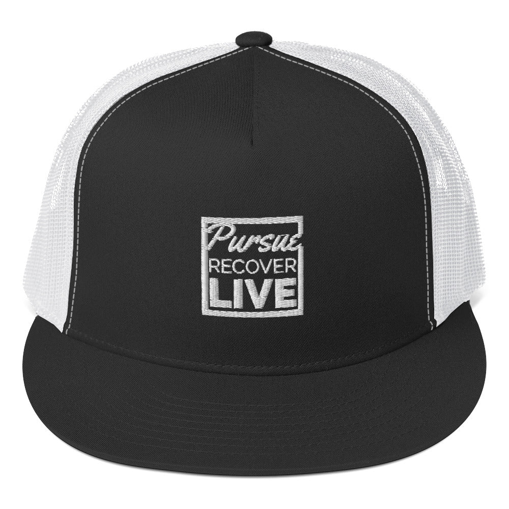 PURSUE RECOVER LIVE Trucker Cap - WHT EMB