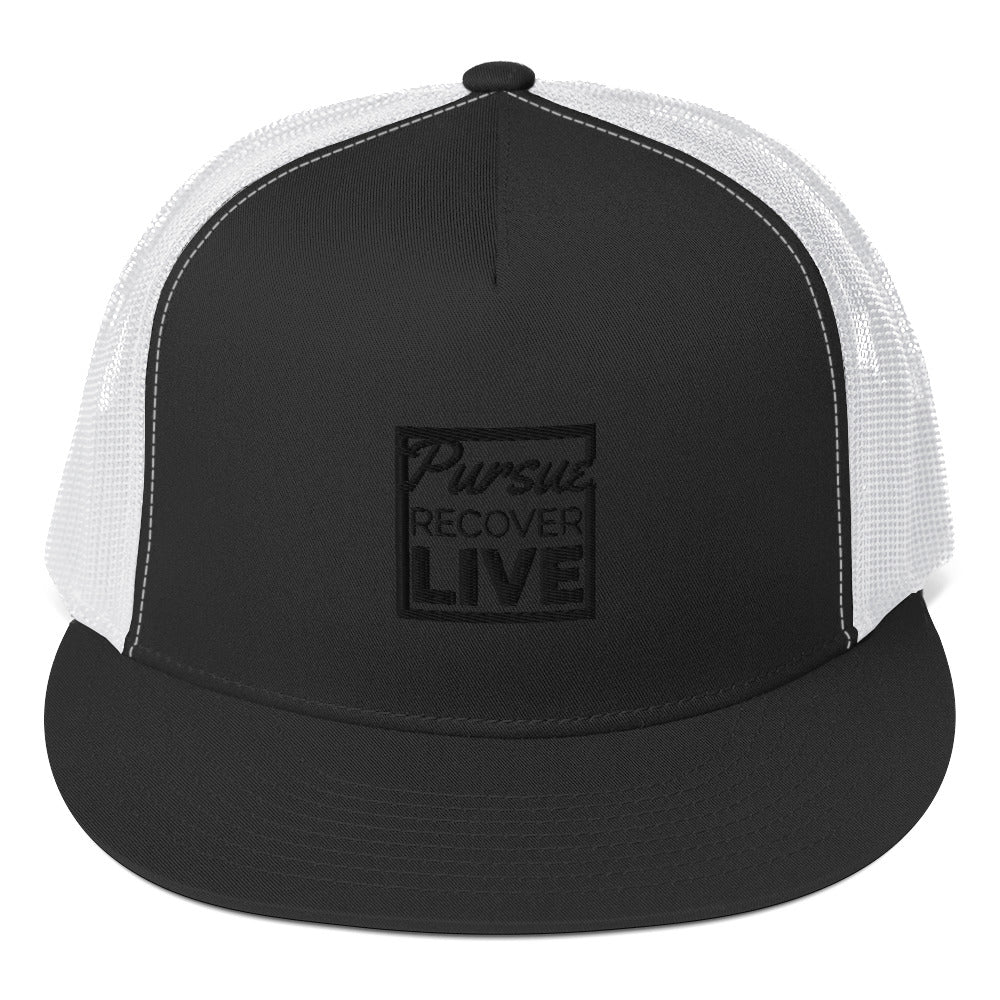 PURSUE RECOVER LIVE Trucker Cap - WHT EMB copy