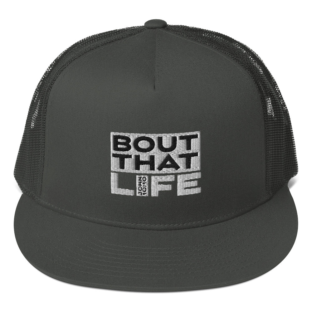 BOUT THAT JOHN 10:10 LIFE 5 PANEL WHITEWRAP TRUCKER