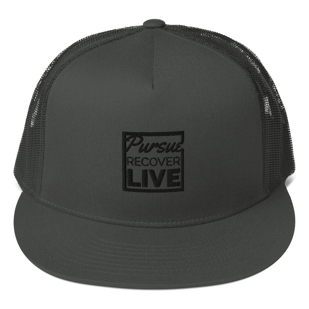 PURSUE RECOVER LIVE Trucker Cap - WHT EMB copy