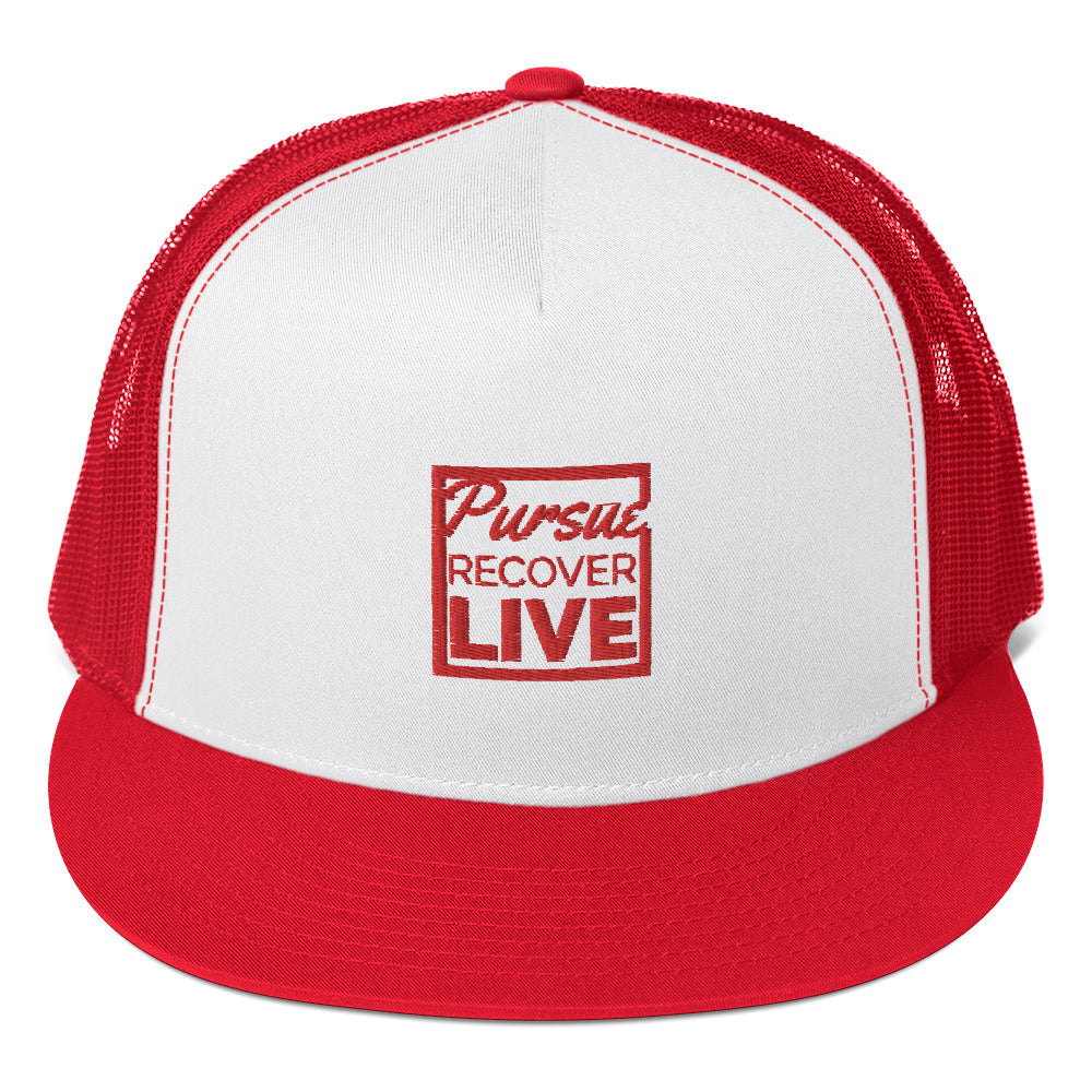 PURSUE RECOVER LIVE Trucker Cap - RED EMB