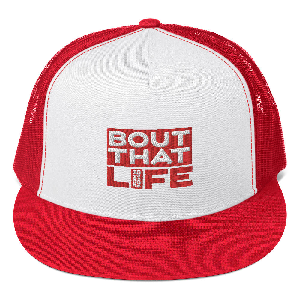 BOUT THAT JOHN 10:10 LIFE 5 PANEL REDWRAP Trucker