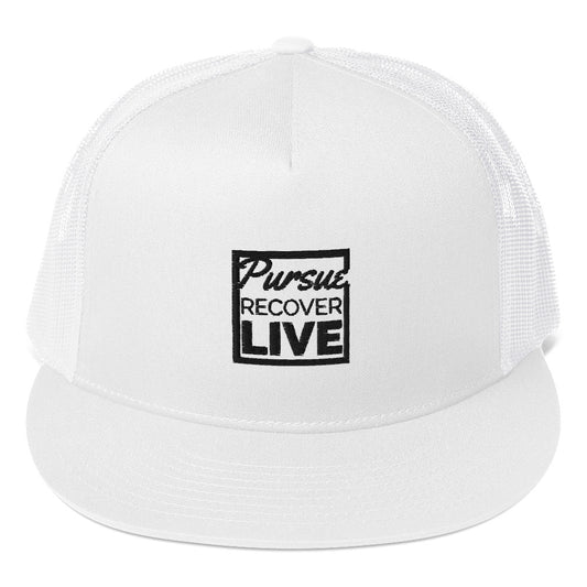 PURSUE RECOVER LIVE Trucker Cap - WHT EMB copy