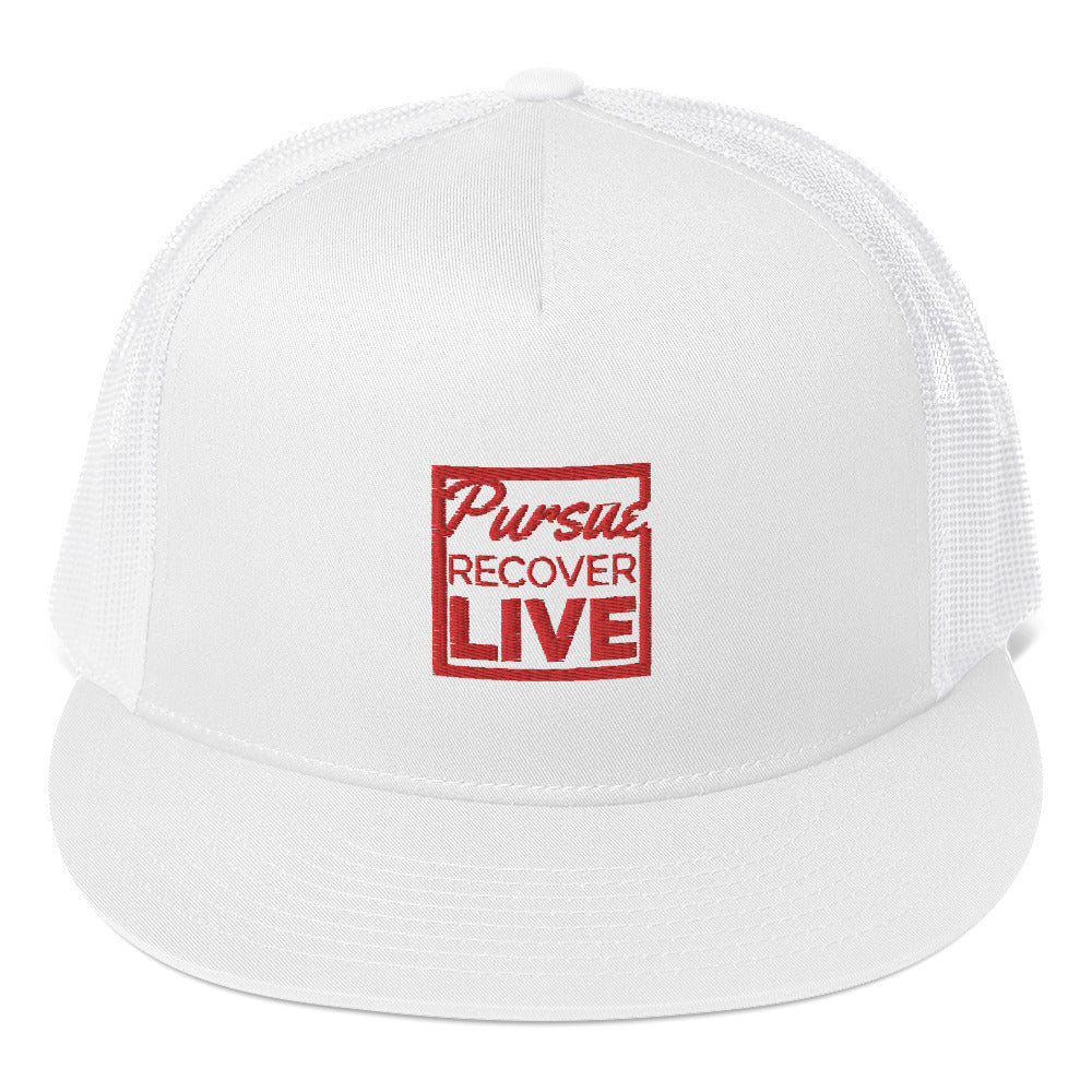 PURSUE RECOVER LIVE Trucker Cap - RED EMB