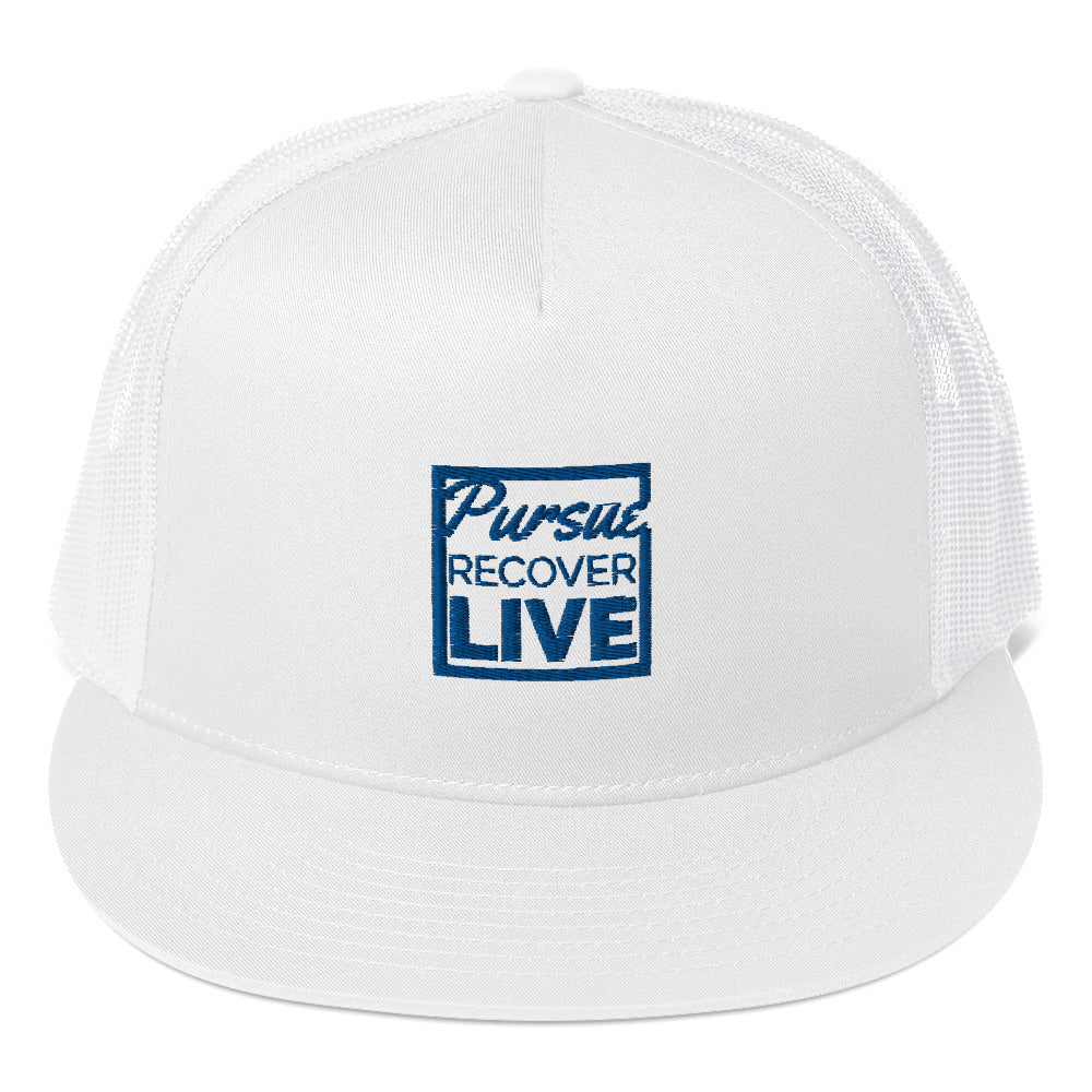 PURSUE RECOVER LIVE Trucker Cap - BLU EMB