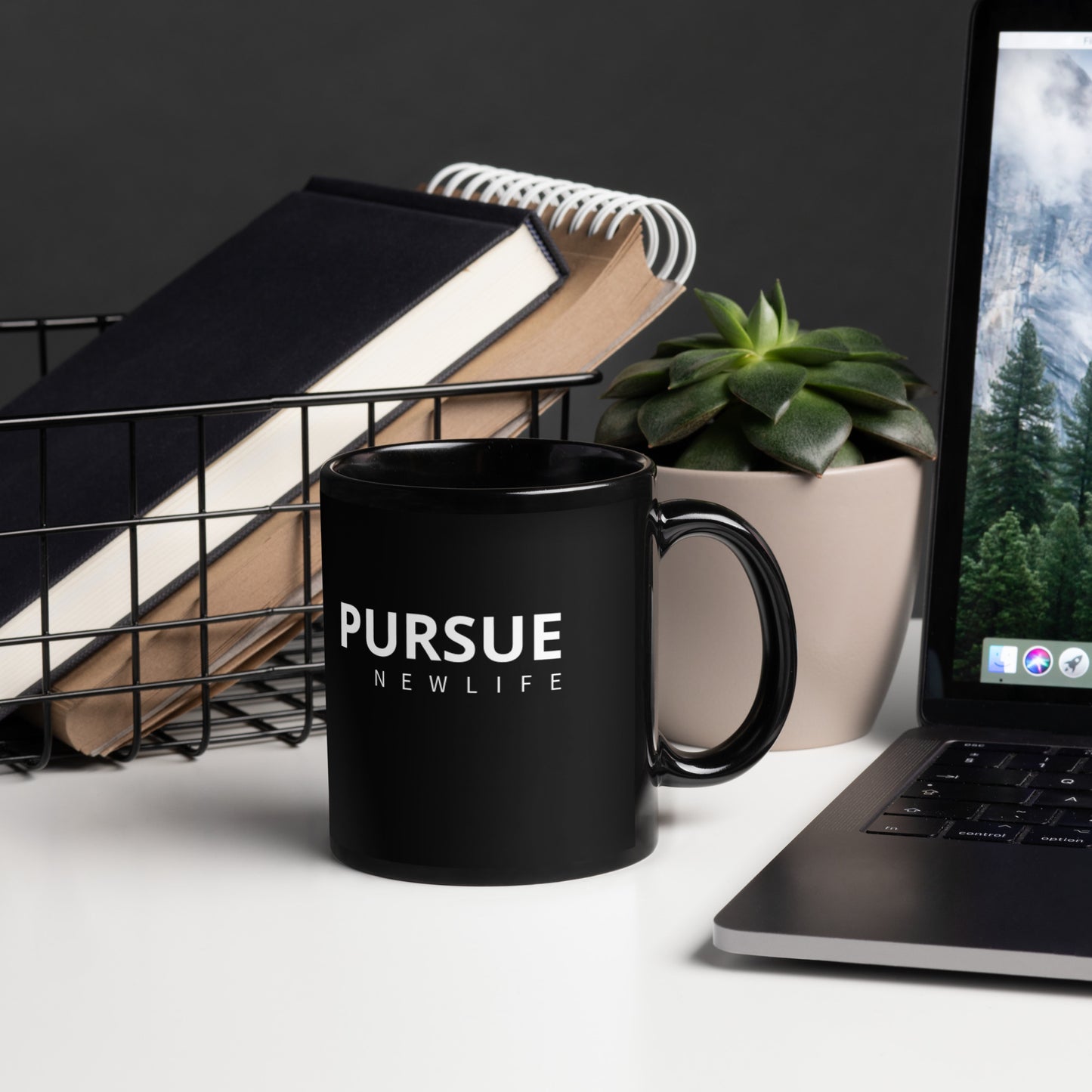 PURSUE Black Glossy Mug copy