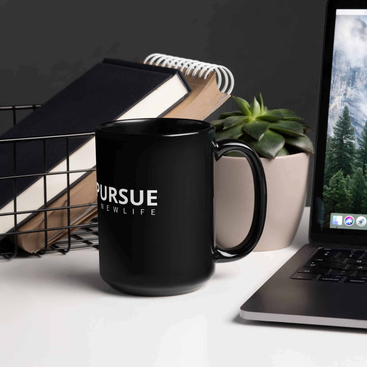 PURSUE Black Glossy Mug copy