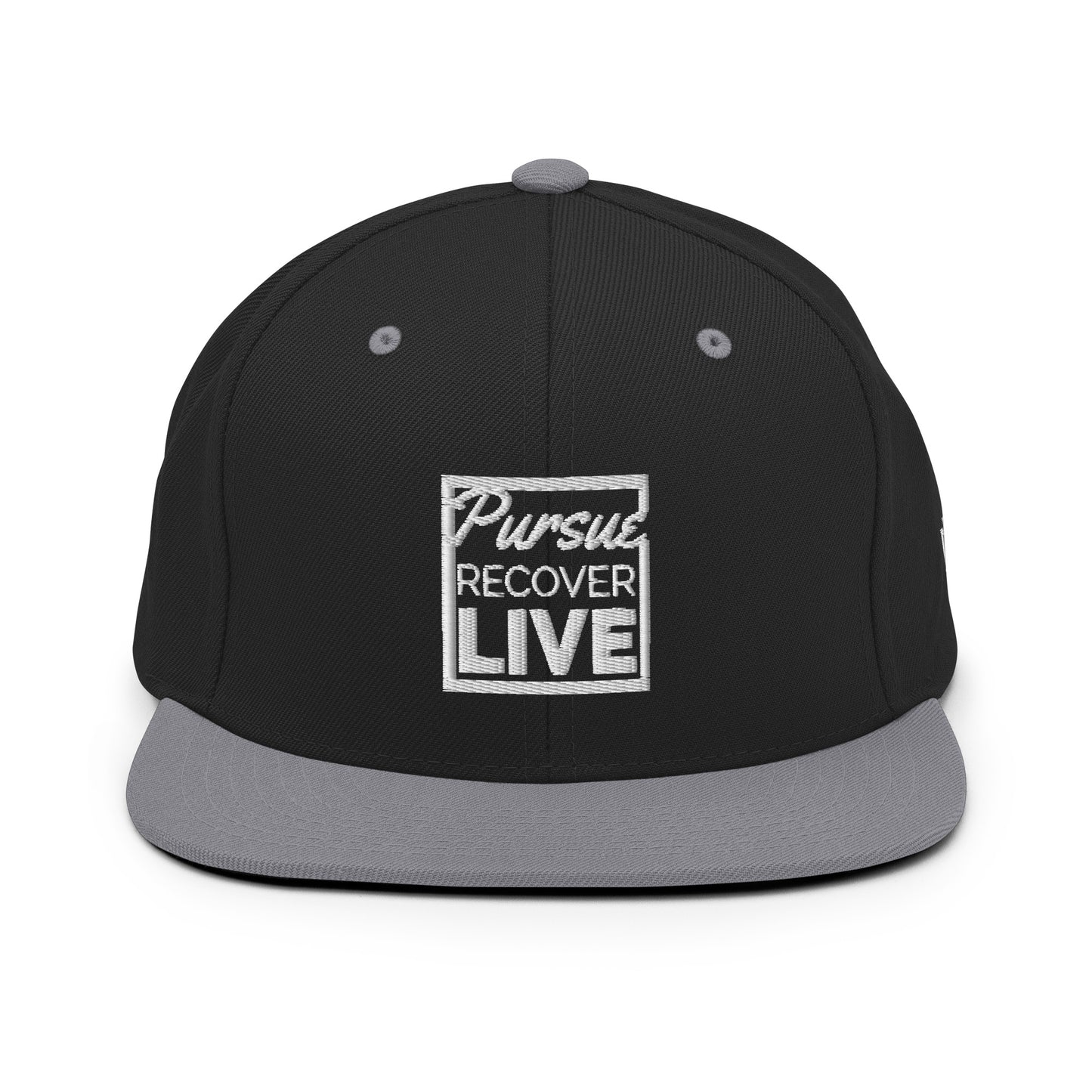 PURSUE RECOVER LIVE Snapback Hat - WHT-BLK EMB