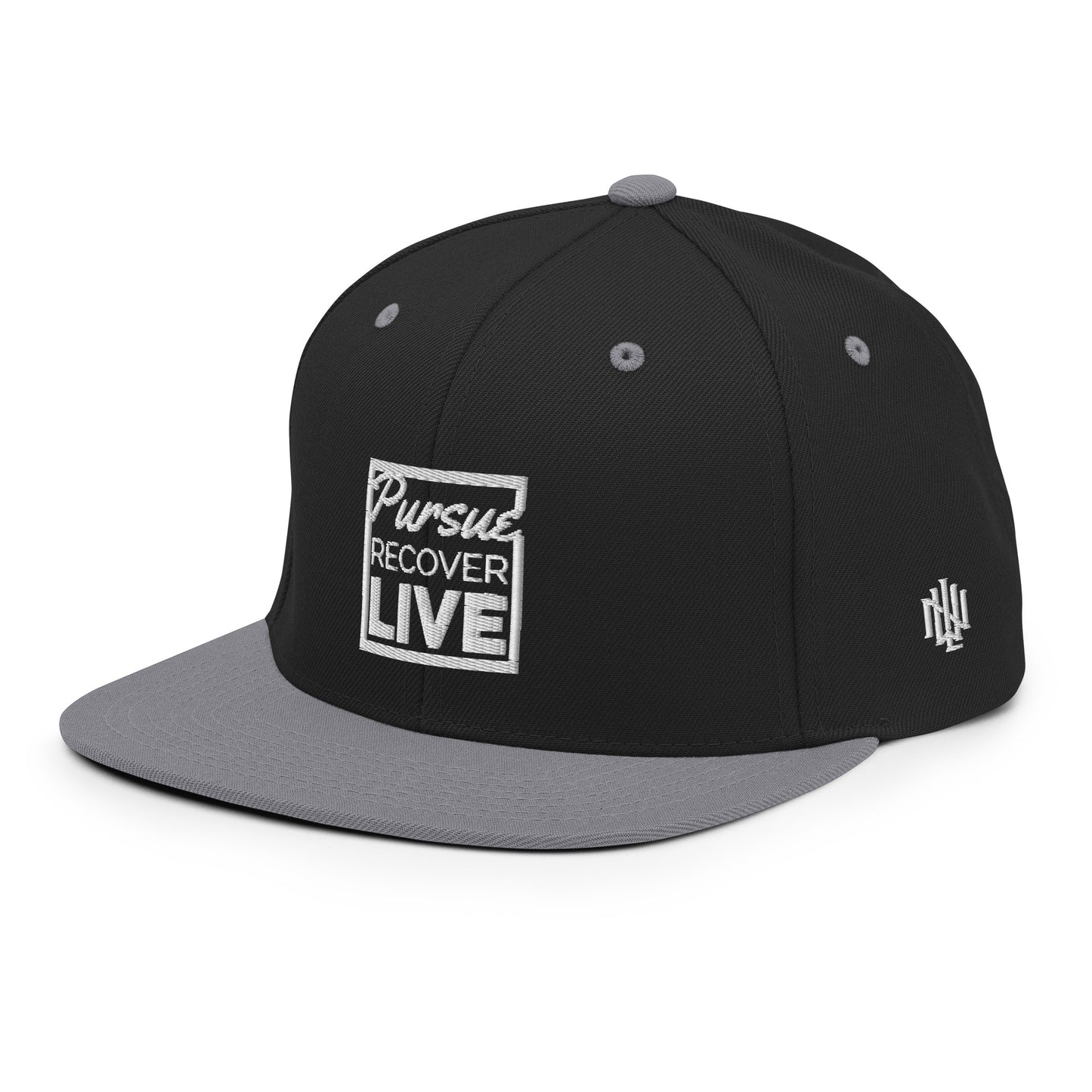 PURSUE RECOVER LIVE Snapback Hat - WHT-BLK EMB