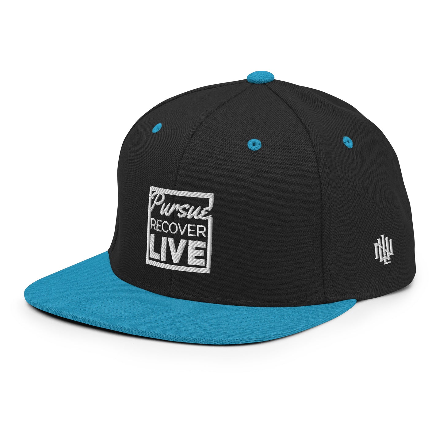 PURSUE RECOVER LIVE Snapback Hat - WHT-BLK EMB