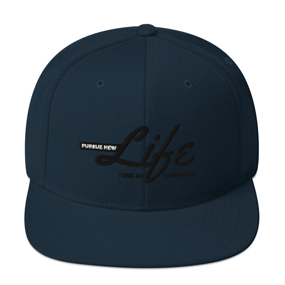 PURSUE NEW LIFE Snapback-BLK-WHT EMB