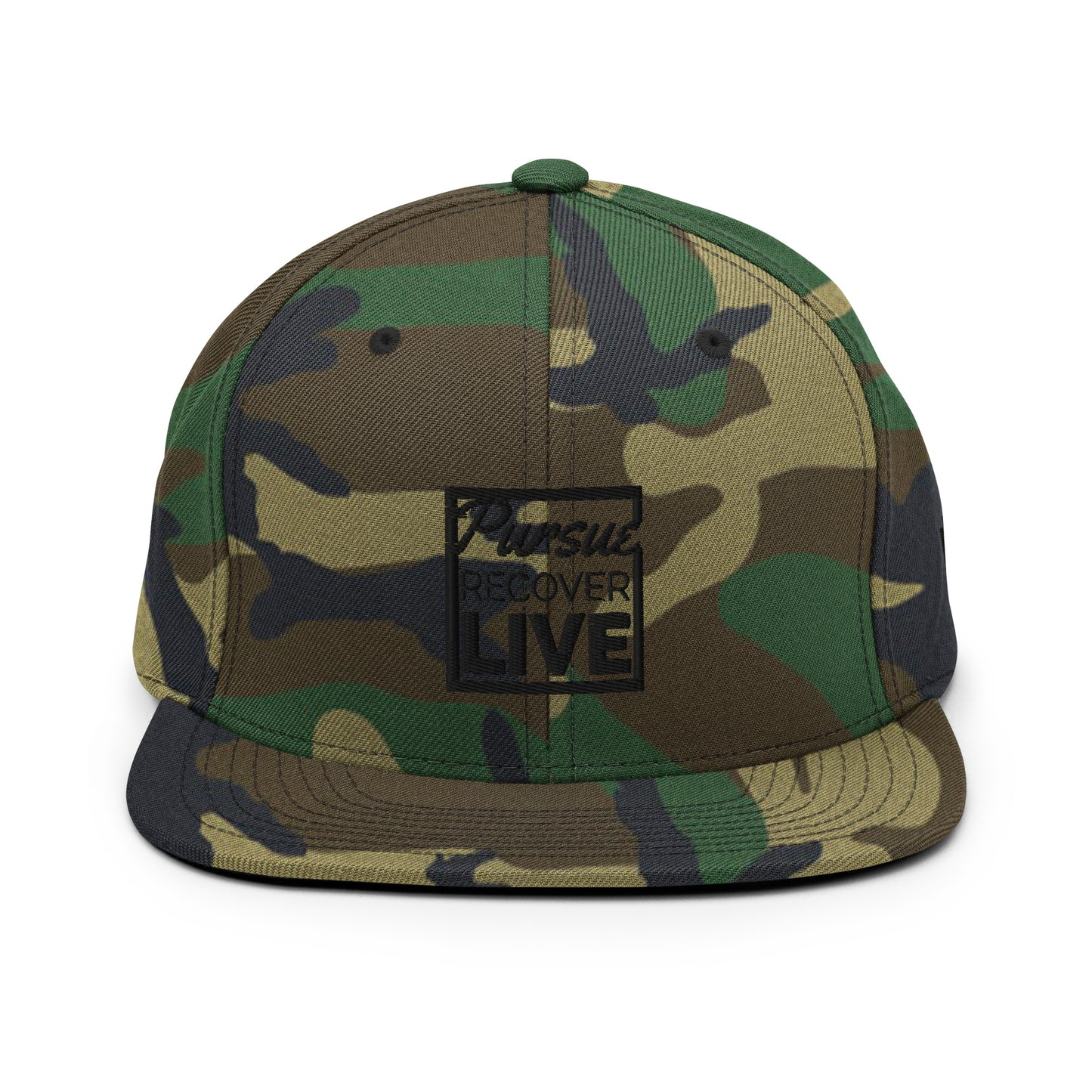 PURSUE RECOVER LIVE Snapback Hat - BLK-WHT EMB