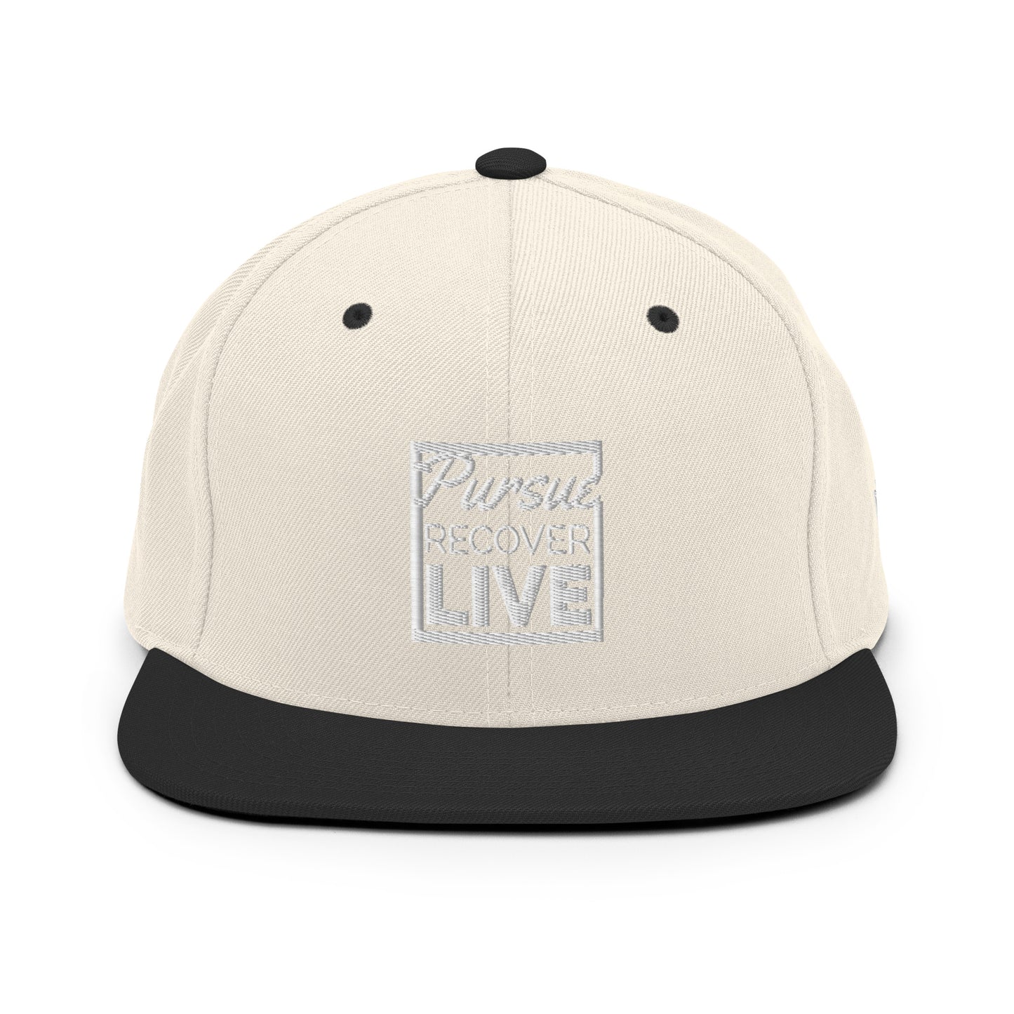 PURSUE RECOVER LIVE Snapback Hat - WHT-BLK EMB