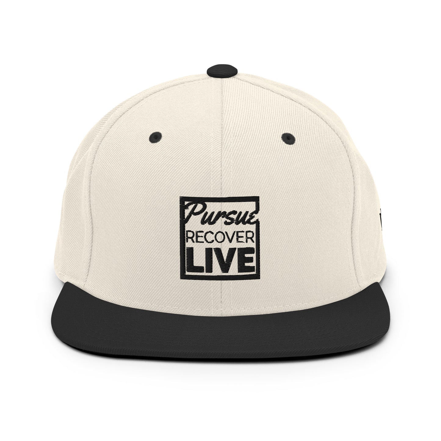 PURSUE RECOVER LIVE Snapback Hat - BLK-WHT EMB