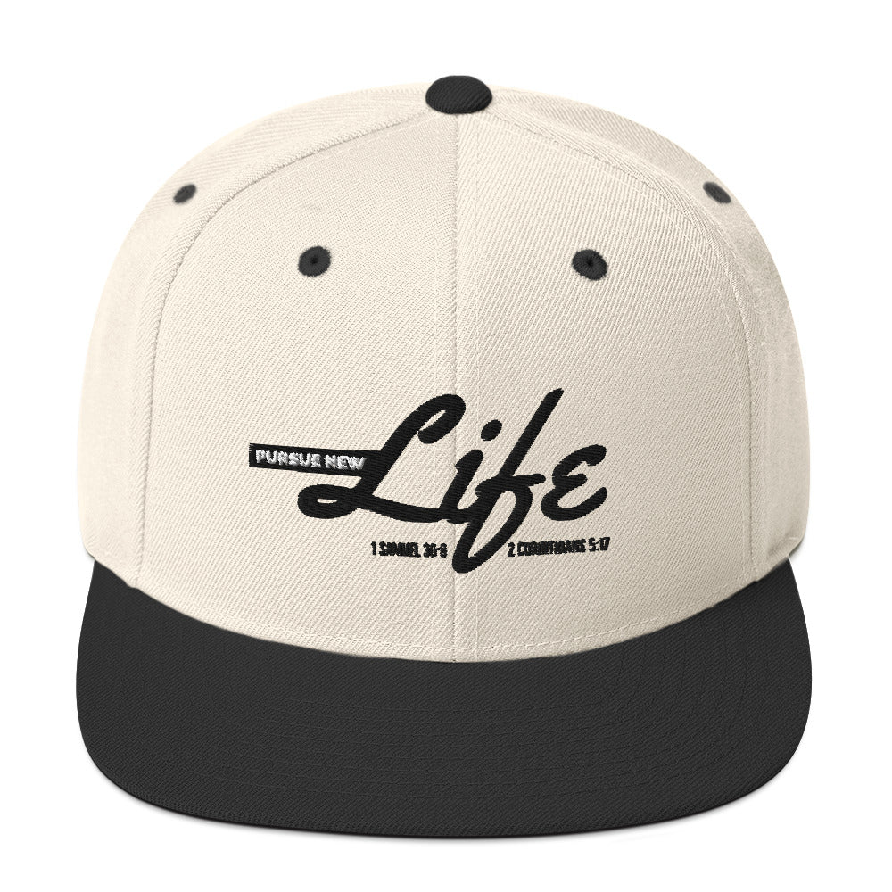 PURSUE NEW LIFE Snapback-BLK-WHT EMB