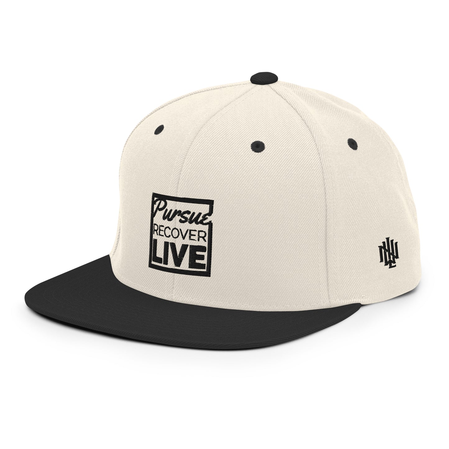 PURSUE RECOVER LIVE Snapback Hat - BLK-WHT EMB