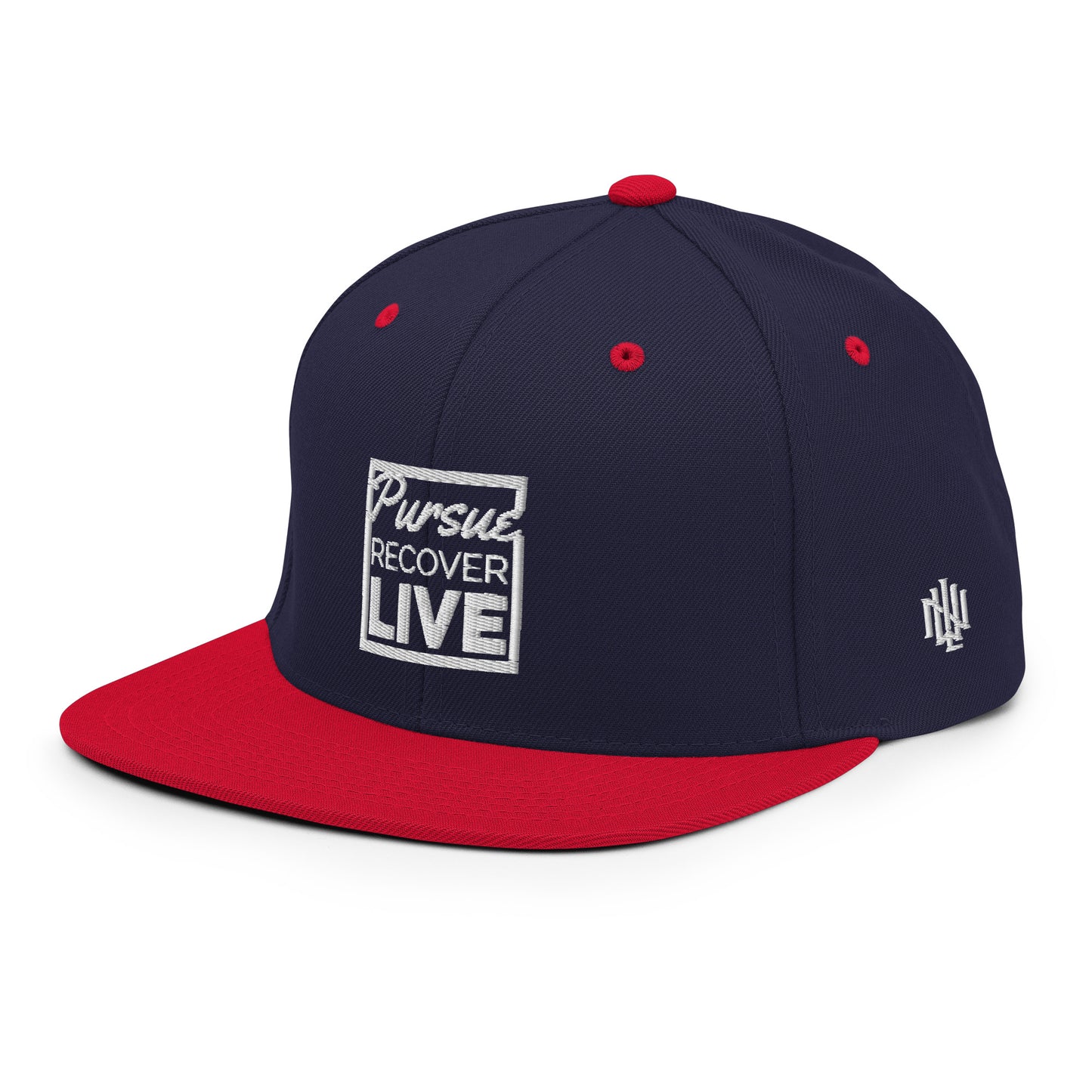 PURSUE RECOVER LIVE Snapback Hat - WHT-BLK EMB