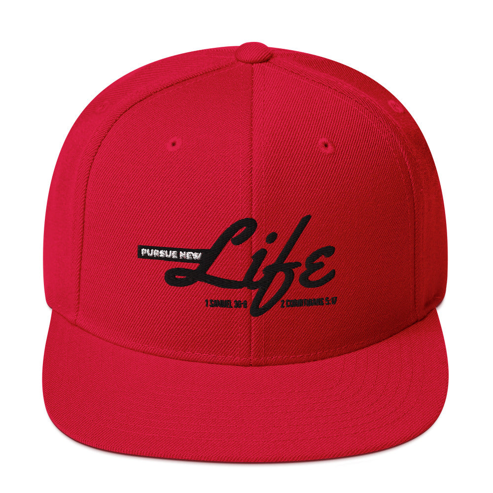 PURSUE NEW LIFE Snapback-BLK-WHT EMB