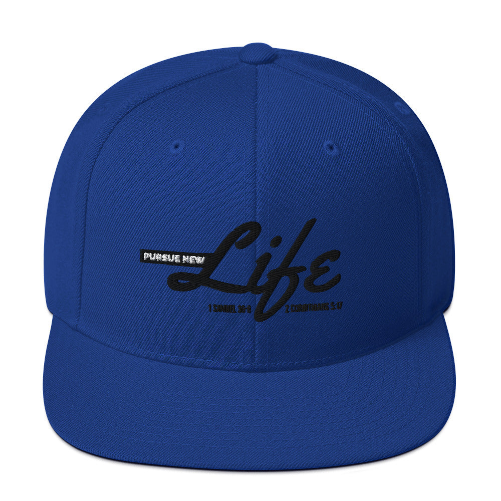 PURSUE NEW LIFE Snapback-BLK-WHT EMB