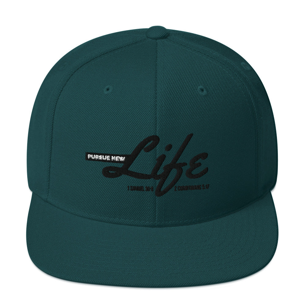 PURSUE NEW LIFE Snapback-BLK-WHT EMB