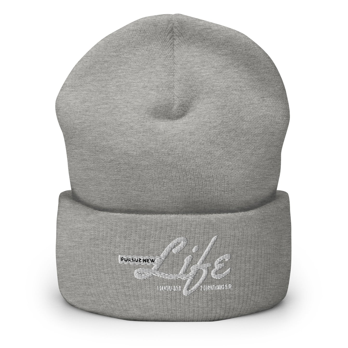 PURSUE NEW LIFE Cuffed Beanie -WHT-BLK EMB