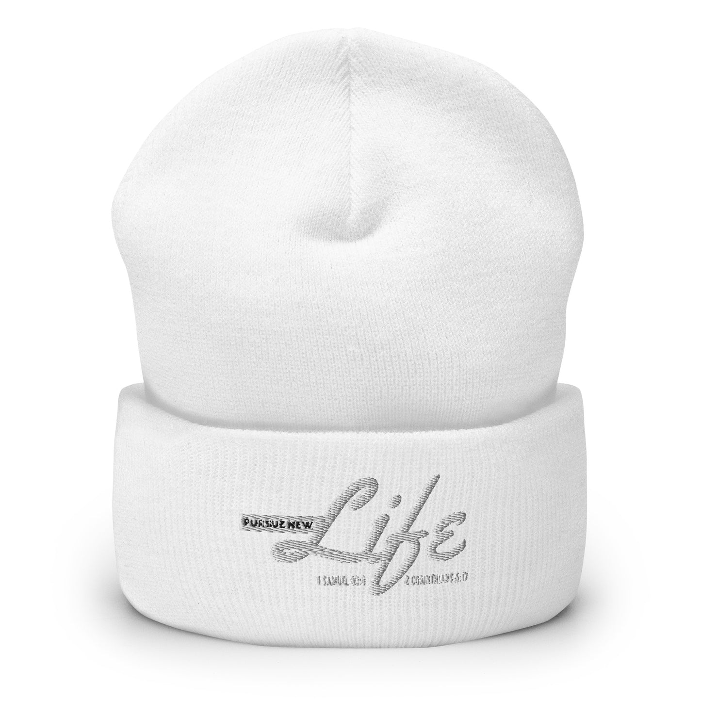 PURSUE NEW LIFE Cuffed Beanie -WHT-BLK EMB