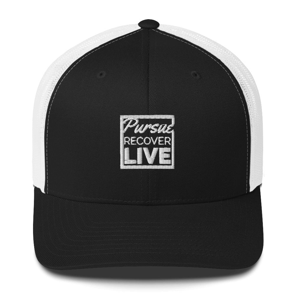 PURSUE RECOVER LIVE Trucker Cap - WHT EMB