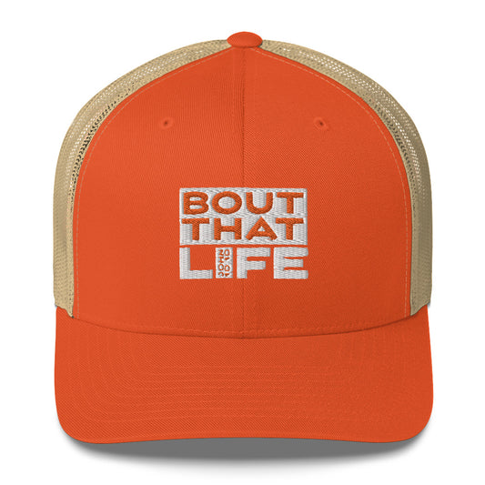 BOUT THAT JOHN 10:10 LIFE  PUMPKIN N' SAND TRUCKER