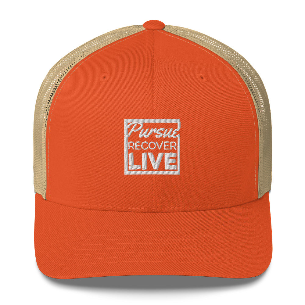 PURSUE RECOVER LIVE Trucker Cap - WHT EMB