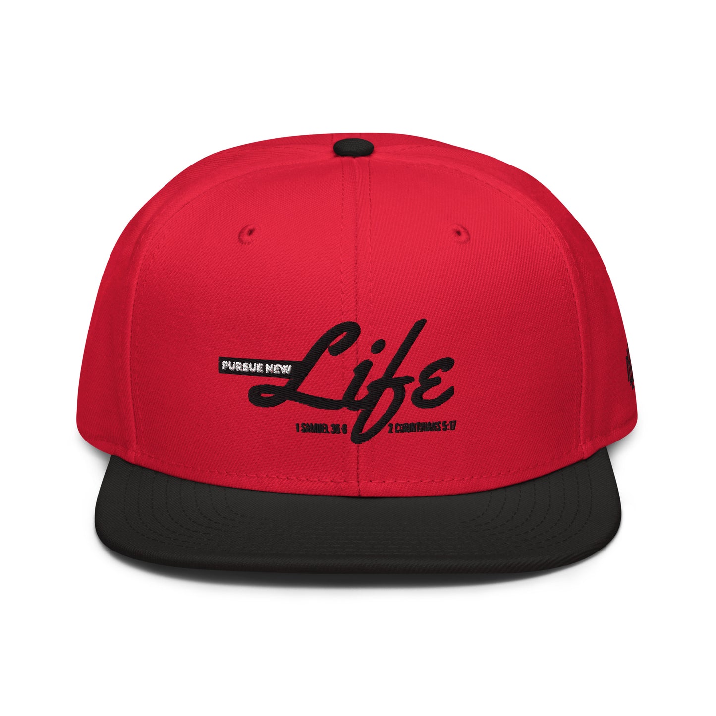 PURSUE NEW LIFE Snapback Hat - BLK-WHT EMB