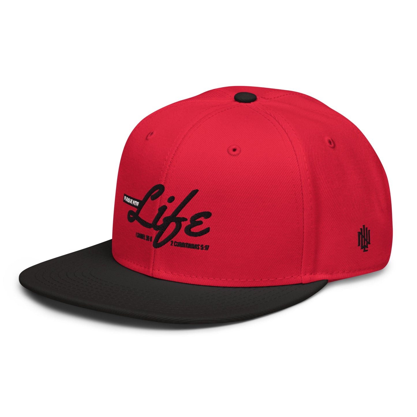 PURSUE NEW LIFE Snapback Hat - BLK-WHT EMB