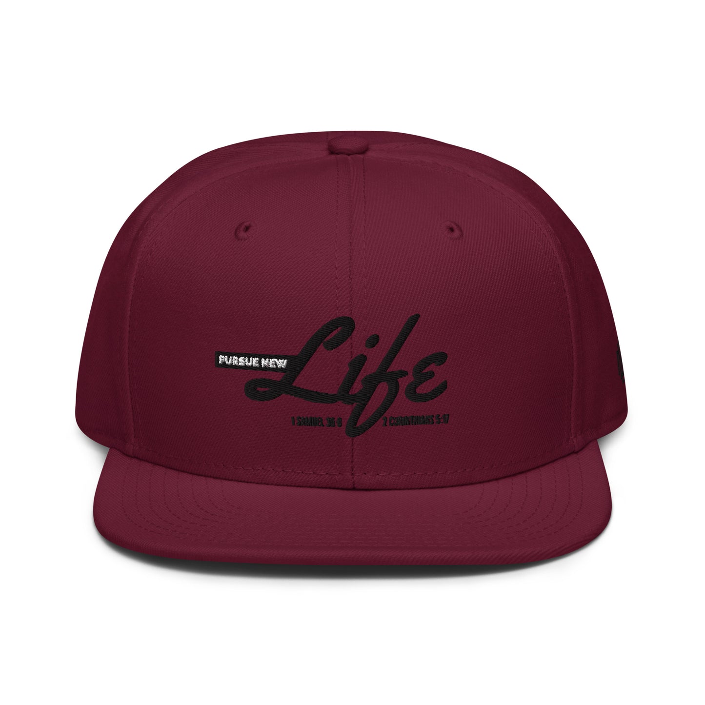 PURSUE NEW LIFE Snapback Hat - BLK-WHT EMB