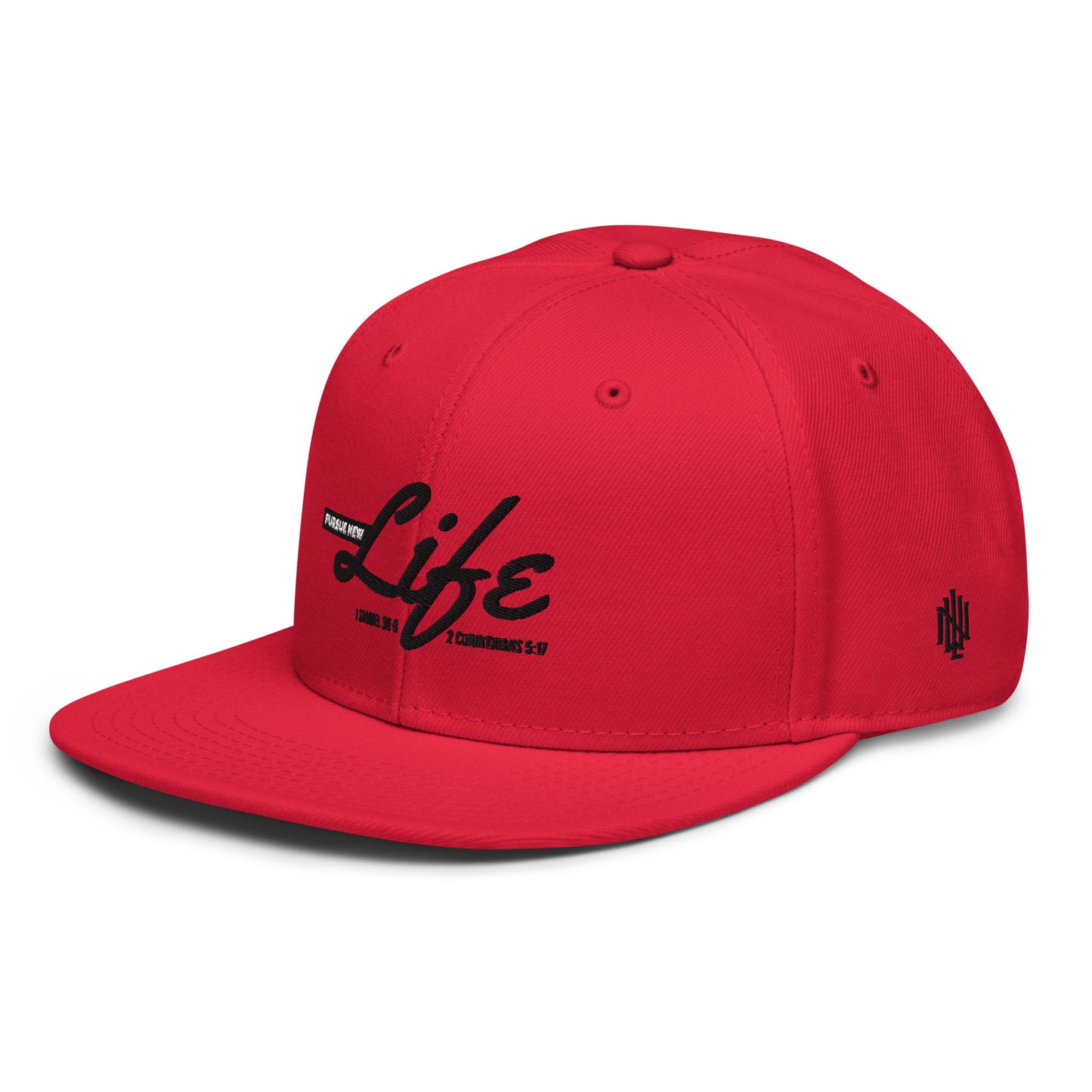 PURSUE NEW LIFE Snapback Hat - BLK-WHT EMB