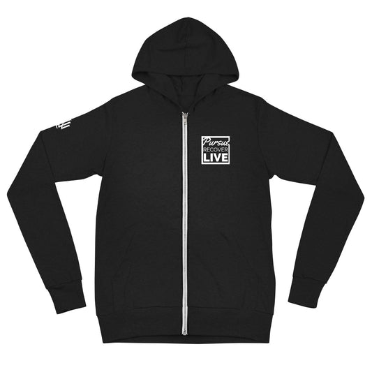 PURSUE RECOVER LIVE Unisex Zip Hoodie WHT-DTG